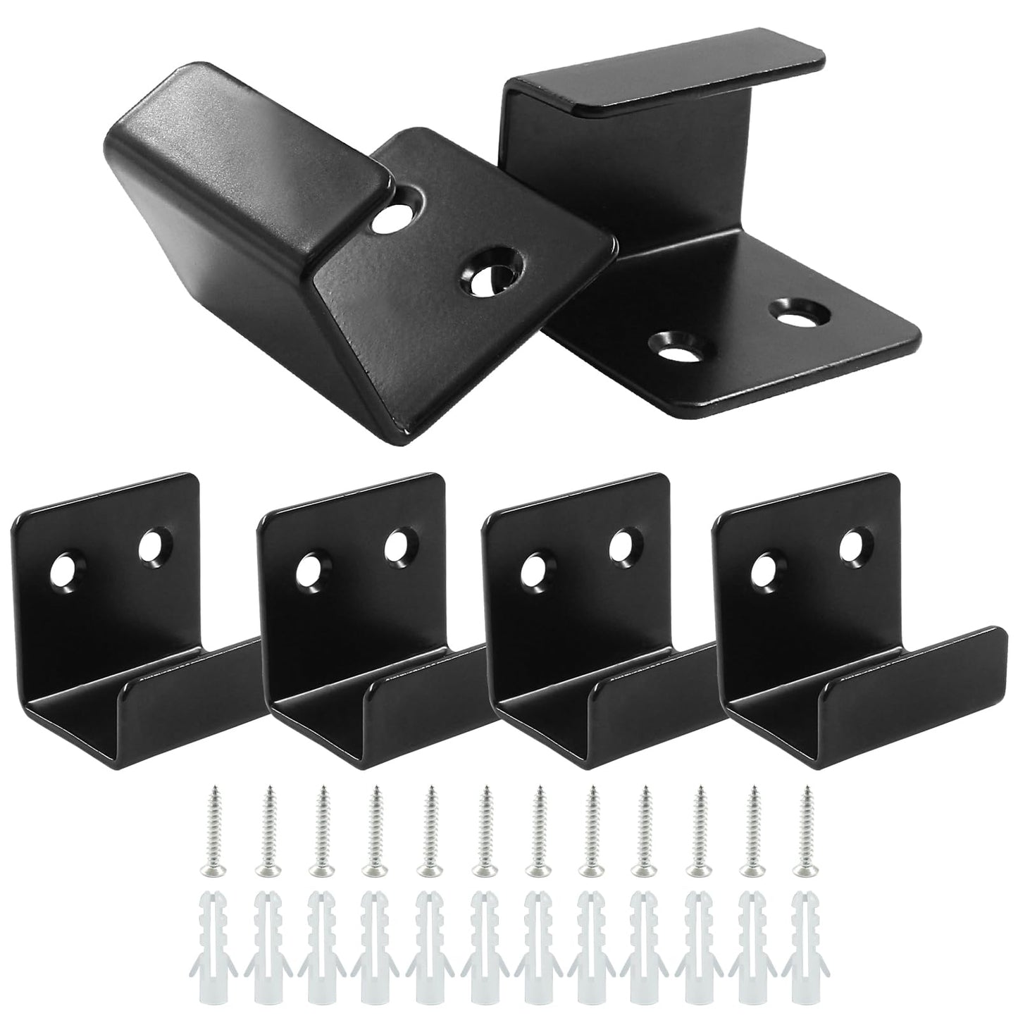 Moicstiy 6 Pack Wall Hanger Fastener, Stainless Steel Wall Mount Brackets Hook with 25 mm Inner Width Heavy Duty Tile Hangers for Ceramic Display (Black)