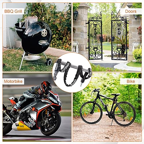 GRIFEMA Zinc Keyed Bike Chain Lock 4FT Heavy Duty Anti-Theft Steel with Protective Sleeve