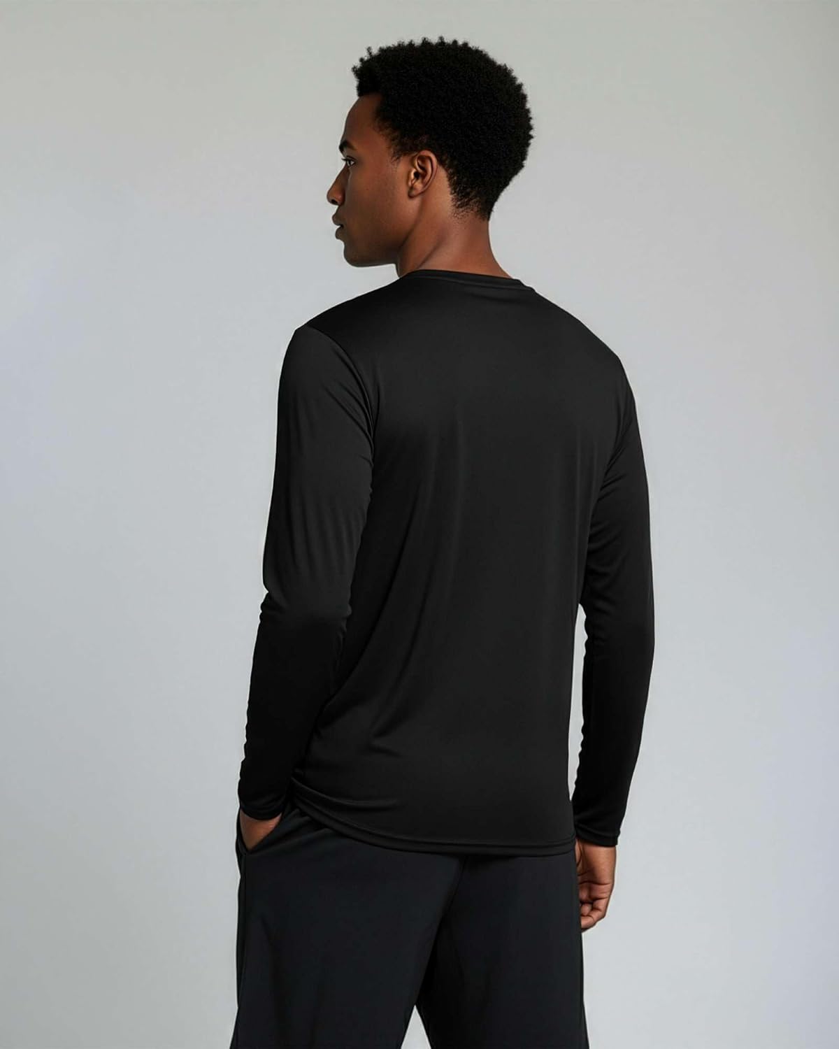 Real Essentials Men's Long Sleeve Dry Fit T-Shirts - UPF 50 Wicking Workout & Hiking Tees | 4 Pack