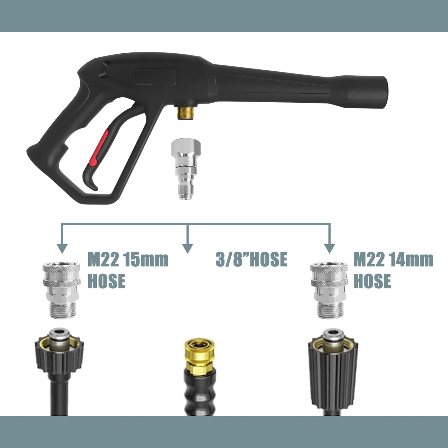Pressure Washer Quick Connect Swivel Fitting M22 to 3/8" Quick Connect for Pressure Washer, 5000 PSI
