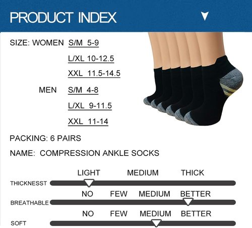 Copper Compression Socks - 6 Pairs for Men & Women | Arch Support & Circulation Relief for Running