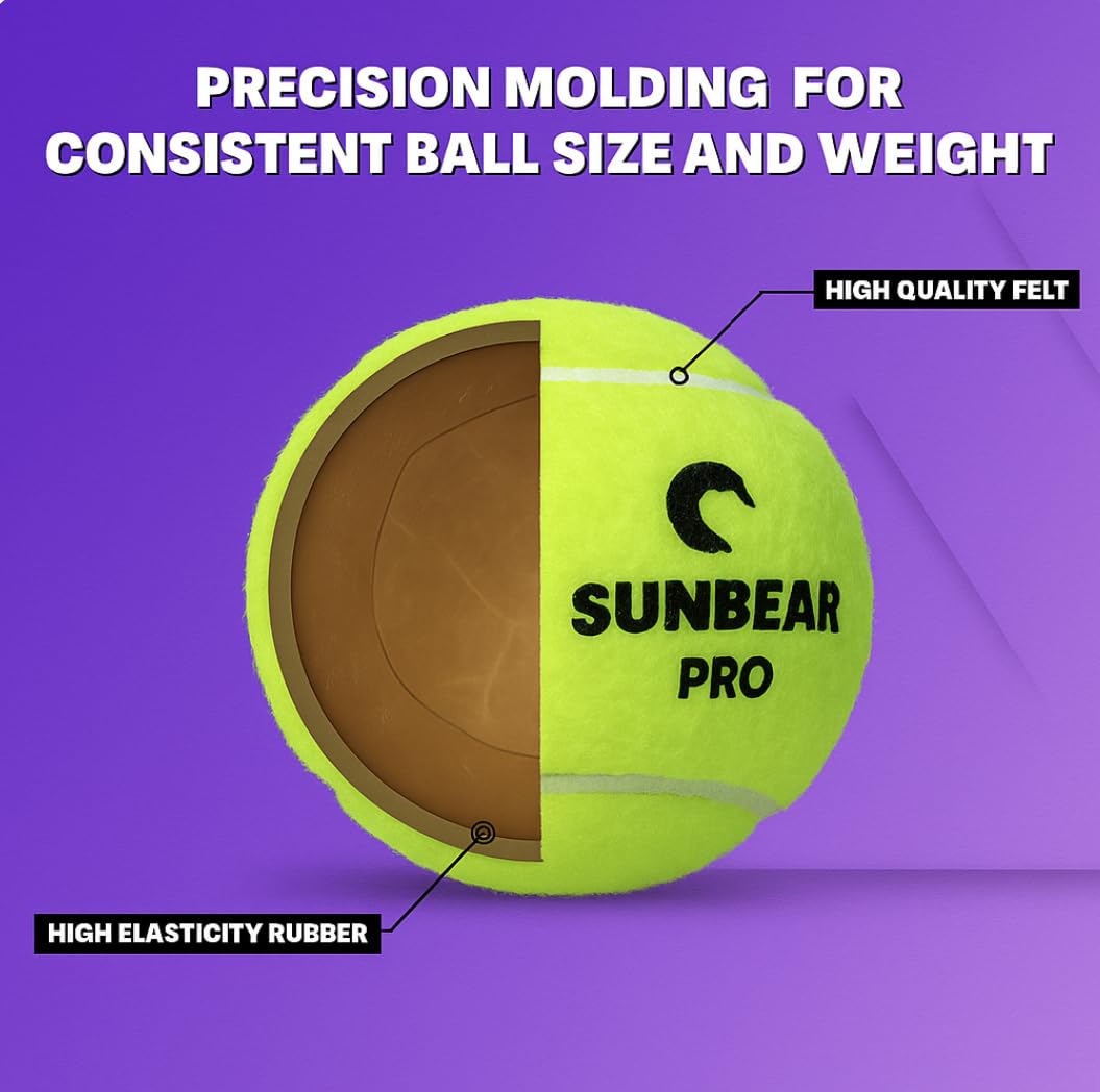 Sunbear Padel Balls – Pro Edition 3 Pack | Tournament Quality Pressurised Balls for Padel Tennis – Fast & Lively Bounce, Durable Felt, Long-Lasting Performance