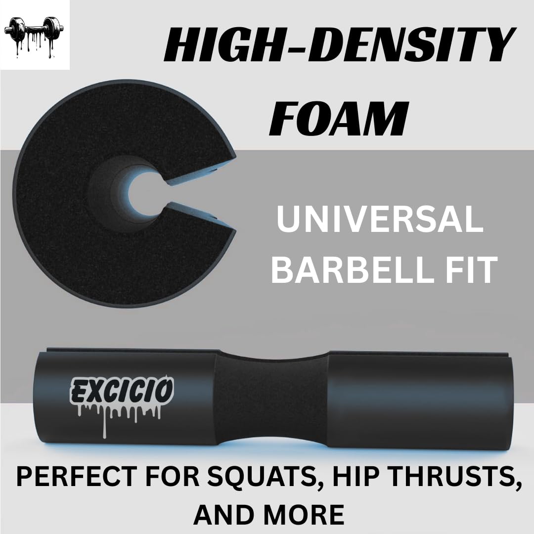 Barbell Squat Pad – Thick Foam Cushion for Neck & Shoulder Protection – Hip Thrust Pad for Olympic & Standard Bars – Weightlifting Accessory