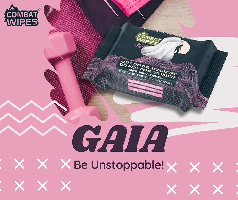 Combat Wipes Gaia - Feminine Hygiene Outdoor Wet Extra Thick,