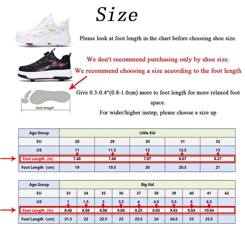 Roller Skate Shoes with 4 Detachable Wheels Kids Skateboarding Shoes Slip in Roller Sneakers for Girls Boys Birthday Thanksgiving Christmas Day Black