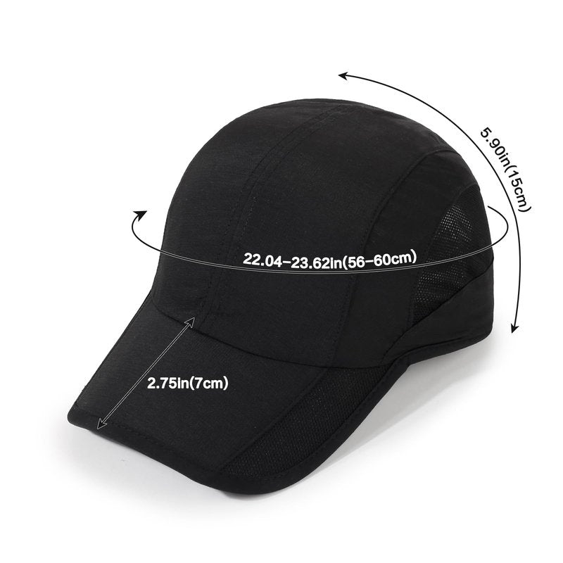 HH HOFNEN Quick Dry Baseball Cap Unstructured Running Cap Water-Resistant UPF 50+ Mesh Golf Sun Hats for Men Women Black