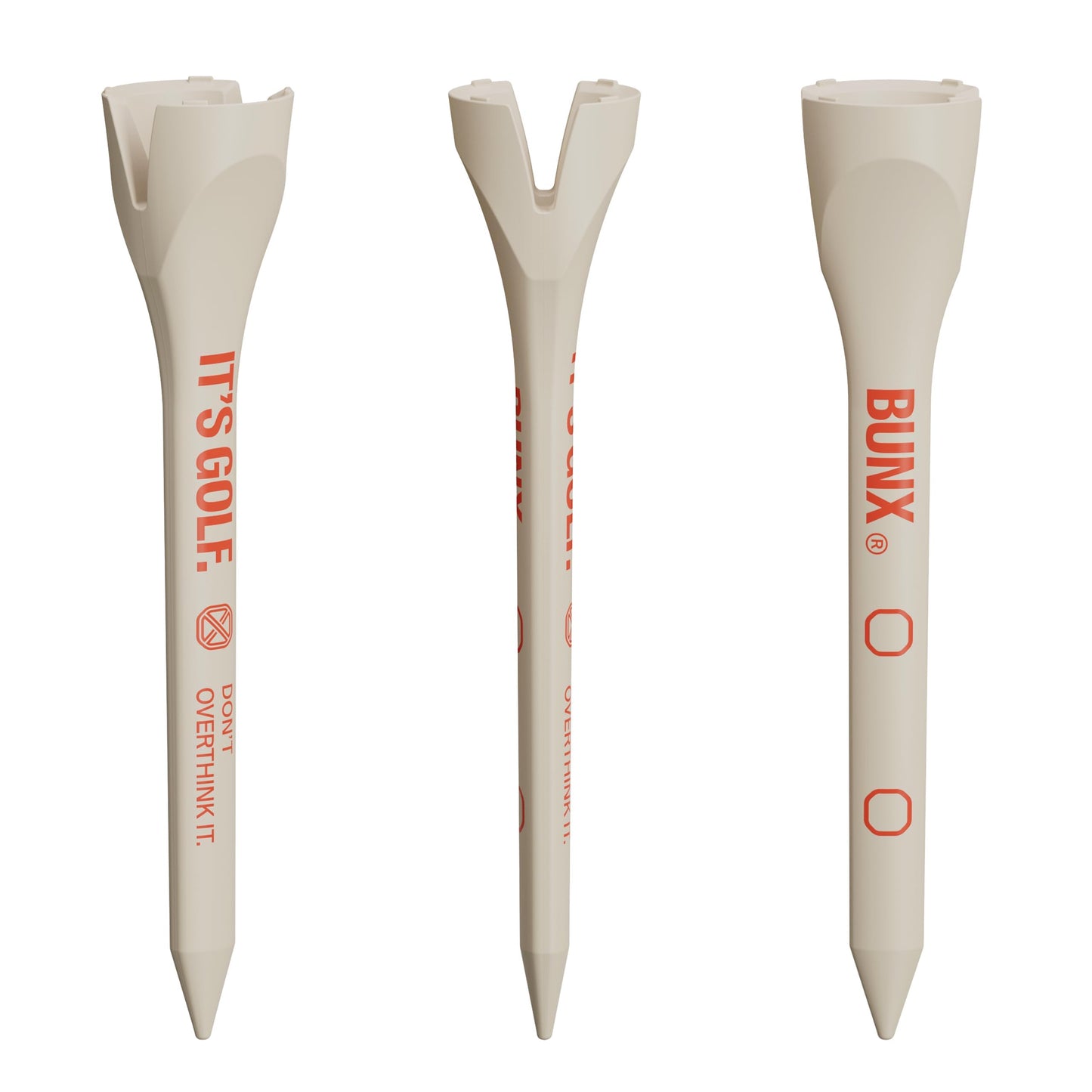 BUNX Golf Tees – Unbreakable Plastic Tee 2.75" | Best Golf Accessories for Men or Women | No Friction Head for Distance | V-Slot for Straight Shots | 3X Stronger | 27-Pack (Sandy Salsa Beige)