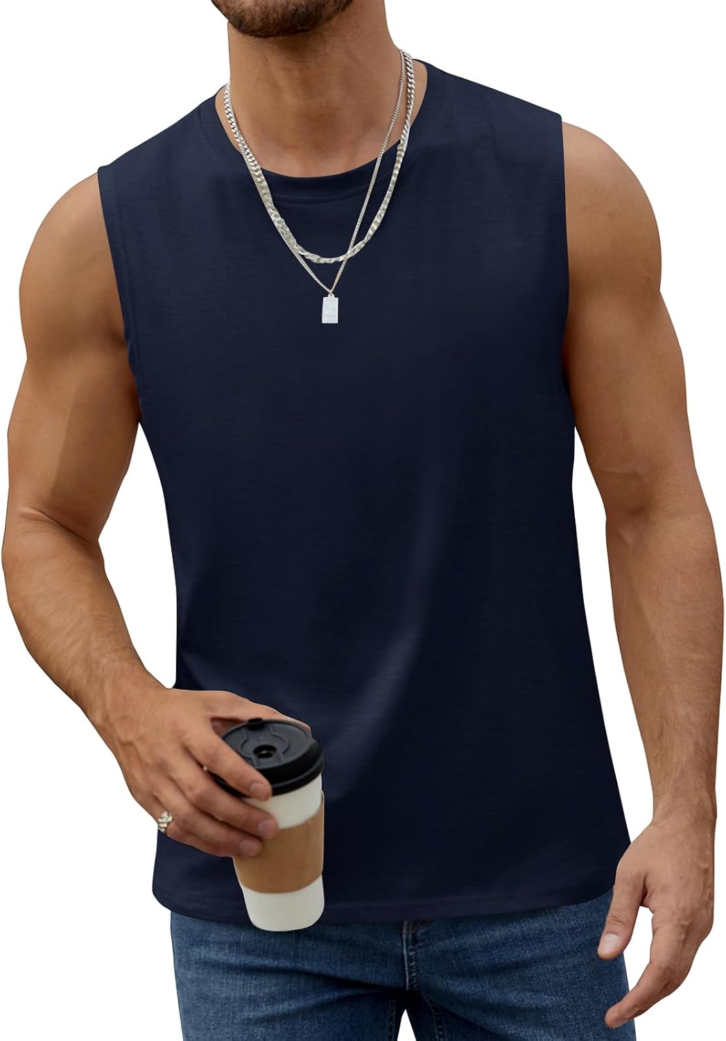 Skiennix Men's Gym Sleeveless Workout Tank Top - Casual Muscle Cut-Off Shirt