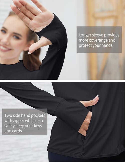 Gihuo Women's Sun Protection Jacket - UPF 50+ Long Sleeve Cropped Top for Yoga & Workouts