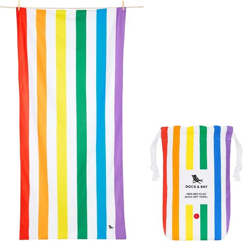 Dock & Bay Beach Towel - Quick Dry & Sand Free - Compact & Lightweight - 100% Recycled - Large Rainbow Skies (160x90cm)