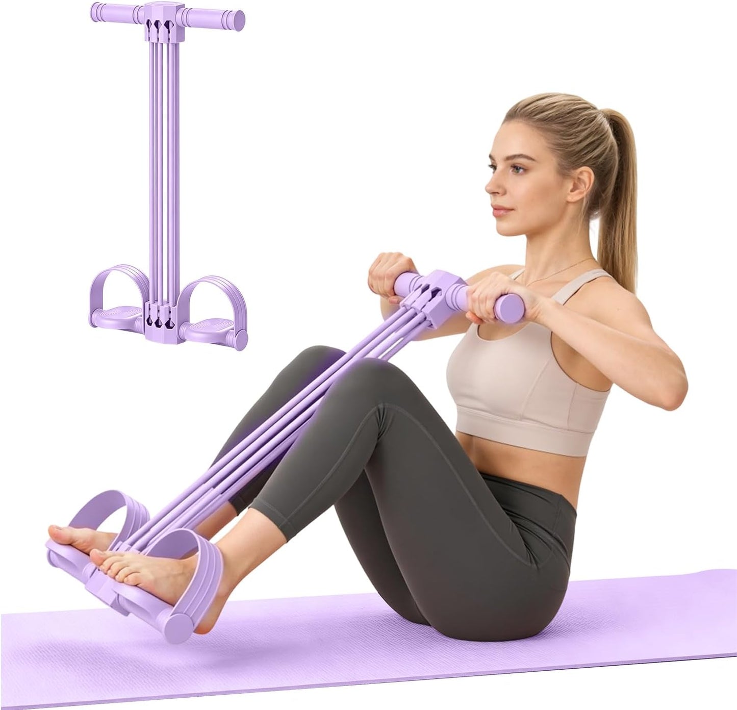 Pedal Resistance Bands - Skiennix 6-Tube Natural Rubber for Full-Body Stretching & Workout