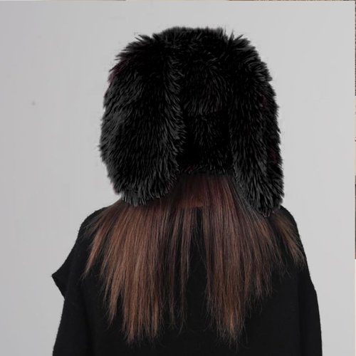 Bunny Ears Hat Fuffy Bunny Hat Cute Y2K Furry Rabbit Beanies for Indoor Outdoor Festival Party Black