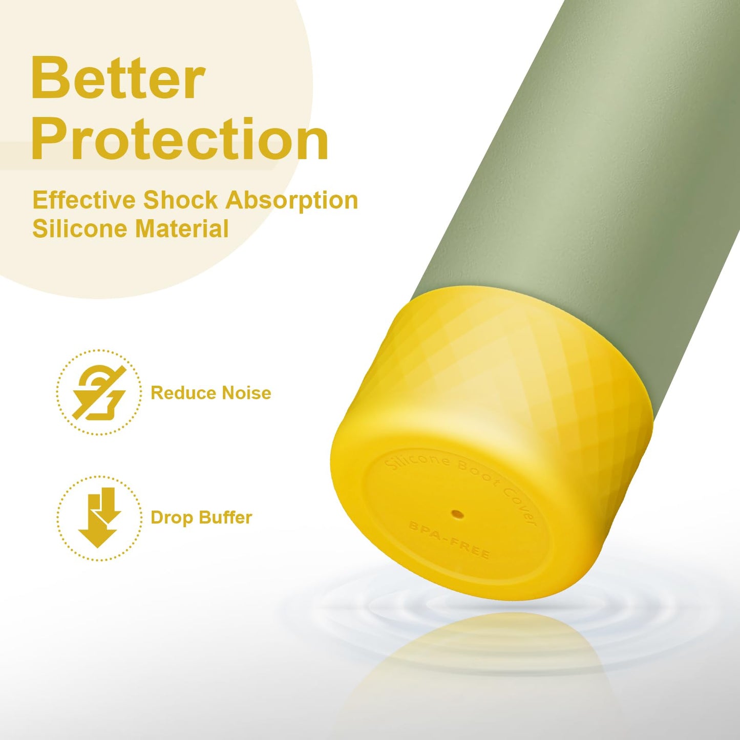 Alwenid 2PCS Silicone Water Bottle Boot for Owala 24 Oz, Anti-Slip Protective Sleeve Bottom Bumper Protector for FreeSip, Twist, and Flip Stainless Steel Water Bottles (Yellow)