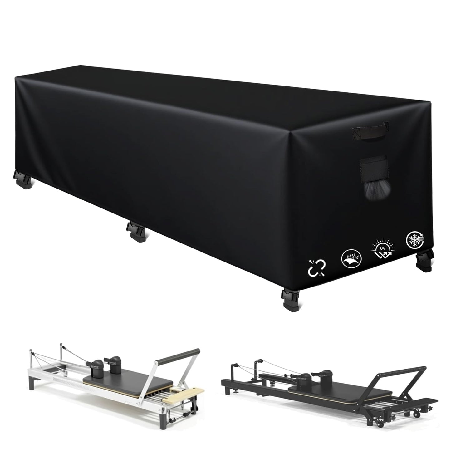 FEIJAZUM Reformer Protective Cover, 101" Wx31 Dx23 H, 600D Oxford Waterproof for Pilates Reformer, with 6 Straps and Storage Bag, Dustproof UV Resistant
