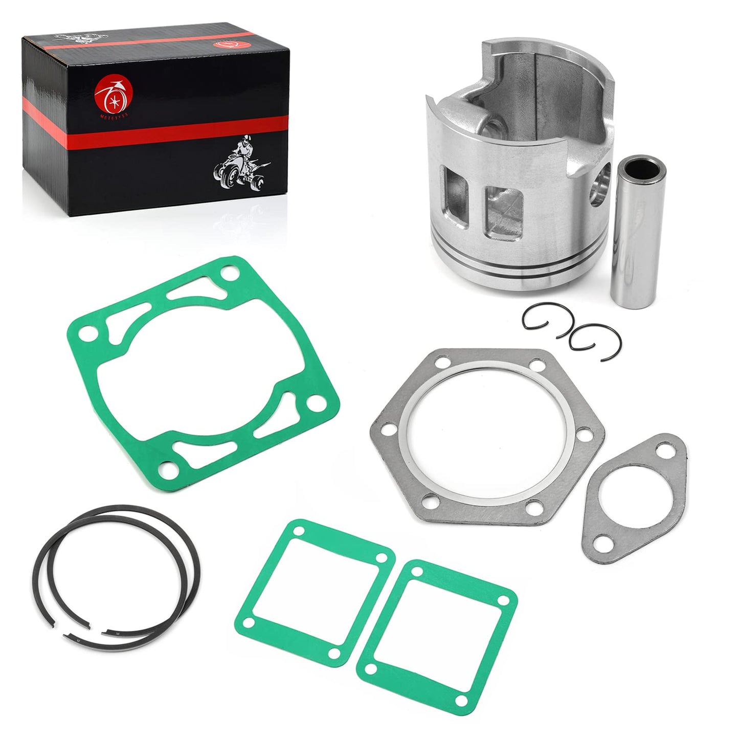 Piston & Piston Rings Kit and Gasket For EZGO 2 Cycle Gas Golf Cart 1989 1990 1991 1992 1993 Standard Bore 3PG Engine 24624-G1 26519-G01