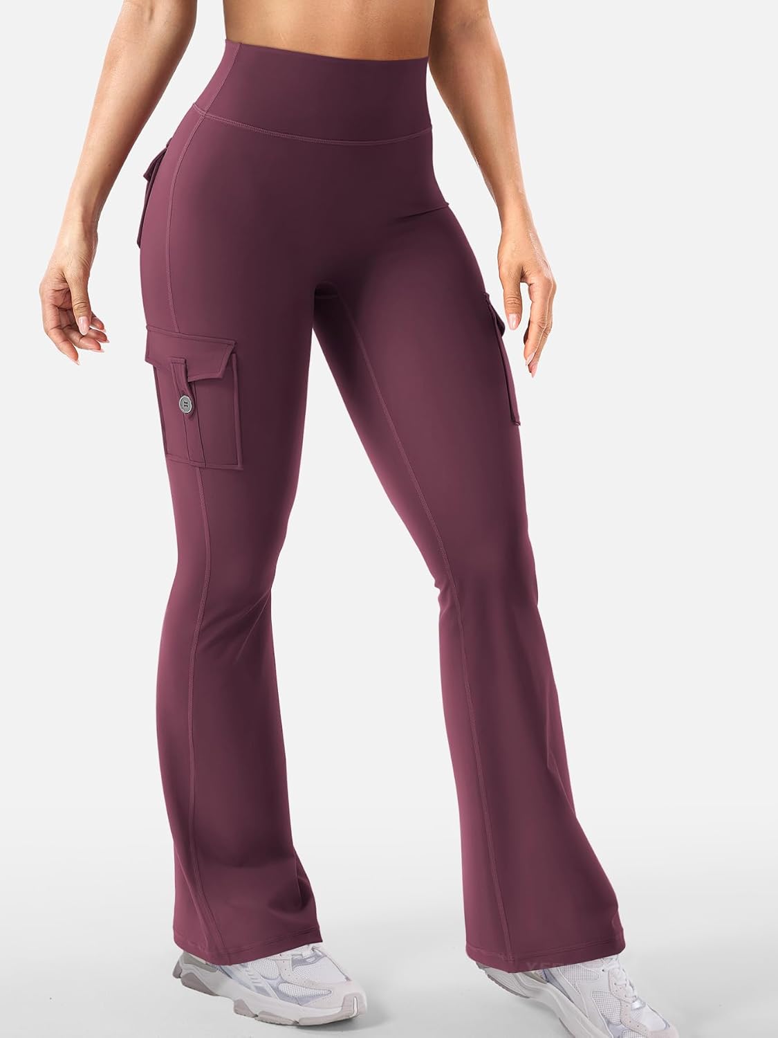 YEOREO CoreFlex Women's High-Waisted Flare Leggings - Hidden Pockets & No Front Seam | Gym & Yoga