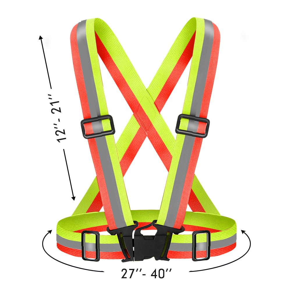 Fepdiu Running Reflective Vest for Women Walking at Night,2Pack Jogging Safety Vest with 360° Visibility Reflector Strap(2 Pack Black)