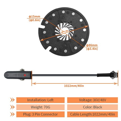 HUDAMZKY KT D12 Bike Magnets Pedal Assist Sensor Ebike Easy Crank Installation PAS Sensor (D12 SM Plug)