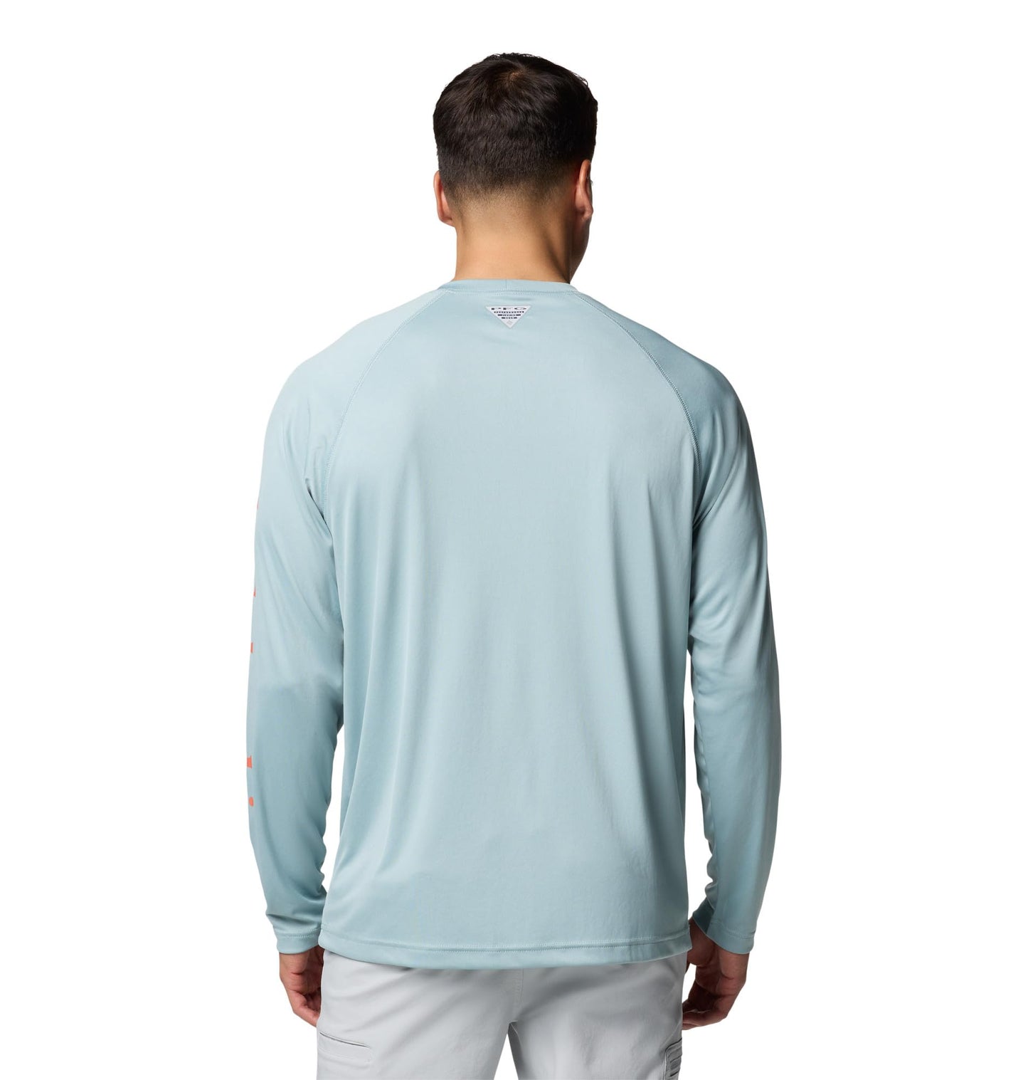 Columbia Men's PFG Terminal Tackle Long Sleeve Fishing Shirt, Crushed Blue/Faded Peach Logo, 6X