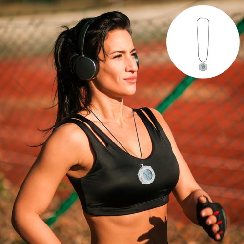 Hemobllo Digital Pocket Watch, Pocket Watch Necklace with Chain Neck Hanging Electric Neck Fitness Workout Timer White Necklace for Running Sport Travel
