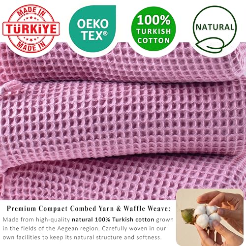Light Pink Turkish Cotton Beach Towels Set of 2 - Luxury Waffle Weave, Oversized 35x70 Inches