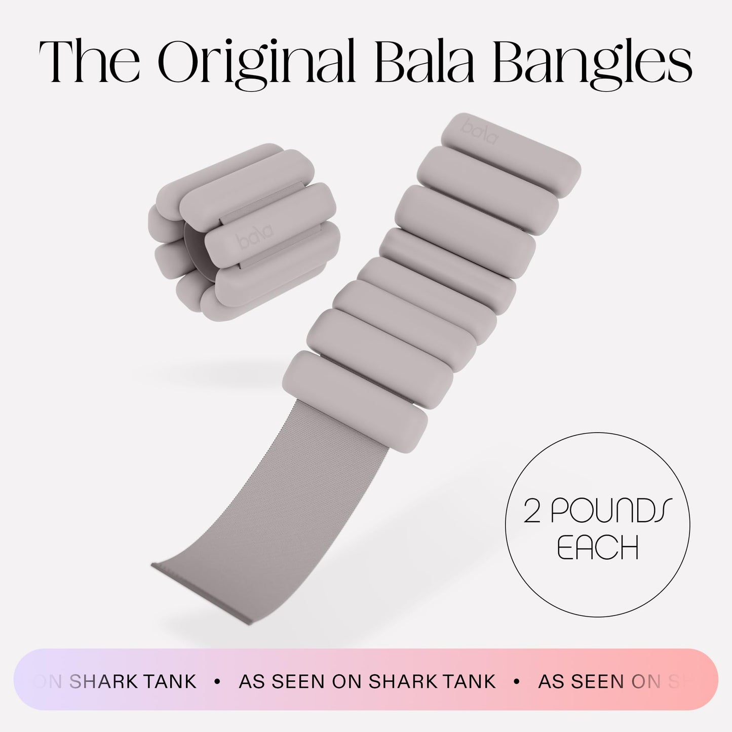 Bala Bangles Wrist & Ankle Weights for Women & Men - 2 lb Adjustable Weighted Bands - Soft Silicone Arm & Leg Weights for Pilates, Yoga, Walking, Barre, Home Workout & Strength Training Exercise