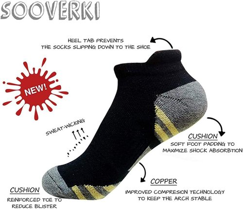 Copper Compression Socks - 6 Pairs for Men & Women | Arch Support & Circulation Relief for Plantar Fasciitis