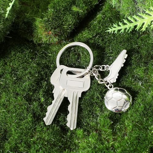 Metal Soccer Ball Keychain - Sporty Backpack Charm and Key Ring