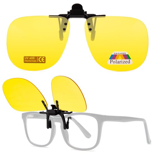 JO Polarized Clip-On Night Driving Sunglasses UV400 Anti-Glare Lenses with Metal Frame Night Vision
