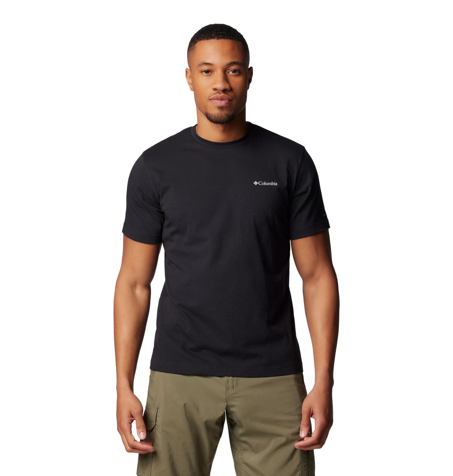 Columbia Men's Thistletown Hills Graphic Short Sleeve, Mango Heather/Hikers Graphic, Large Tall