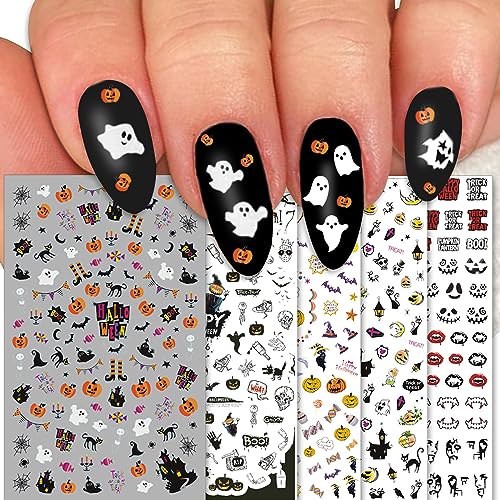 Halloween Nail Decals - 1500 Pcs Self-Adhesive Stickers, 12 Sheets