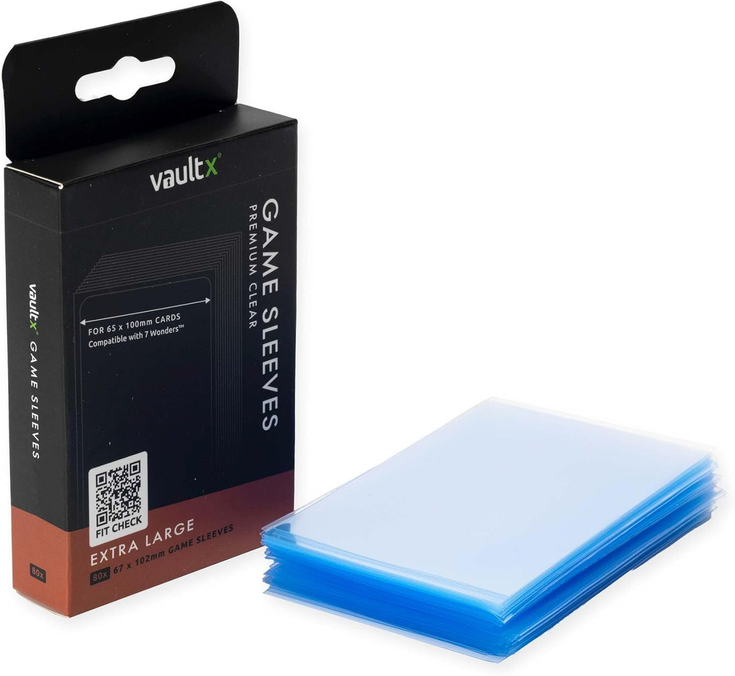 Vault X Extra Large Board Game Sleeves - Premium Clear Protection for 7 Wonders | 67 x 102mm (80 Pack)