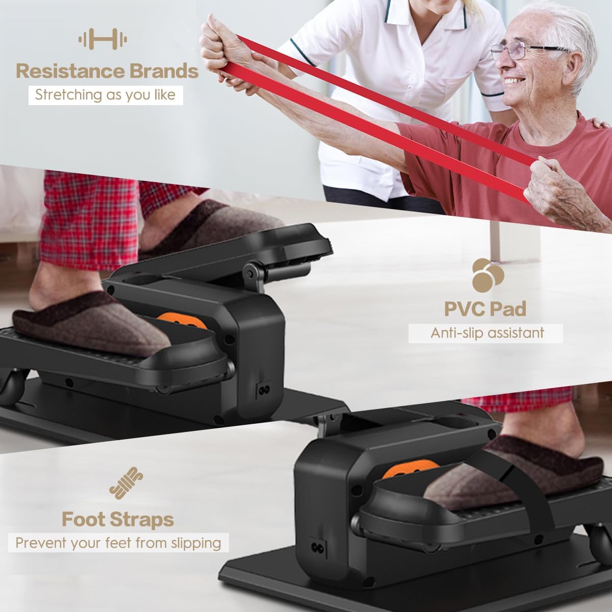 Skiennix Under Desk Elliptical Machine - Quiet Electric Pedal Exerciser with 15 Speeds & Remote Control