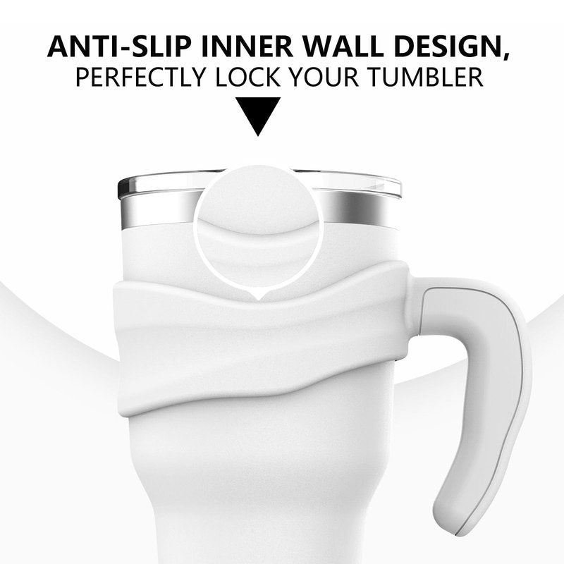 Tumbler Handle Fits for 30 OZ YETI Rambler,Rtic Mug-Previously Design,Sic,OZARK TRAIL & More Tumbler Travel Mug | BPA FREE（Handle Only） (White White)