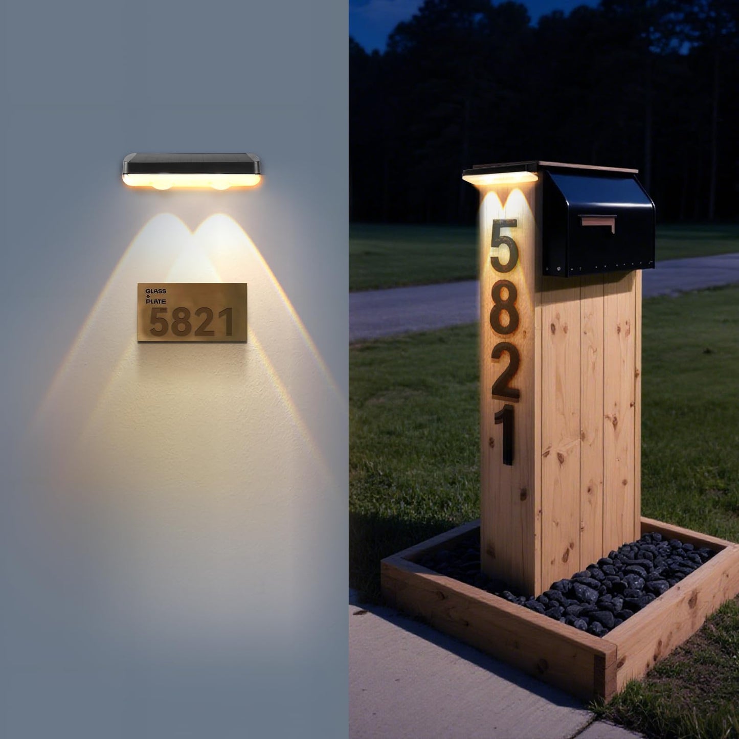 XmnSoly Solar Lights Outdoor for Mailbox, House Numbers, Address, Sign 3000/4000/6000K 3 Modes Waterproof Dusk to Dawn Lighting(2 Pack)