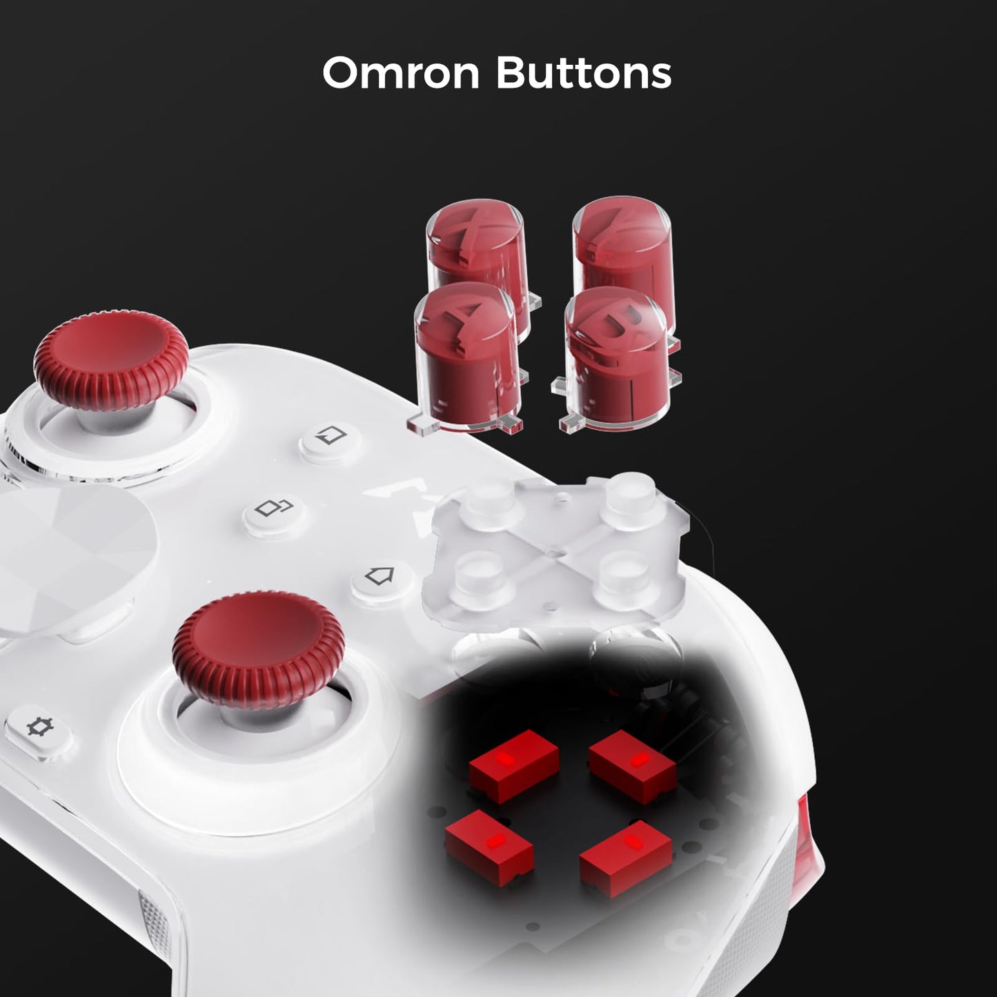 MOBAPAD Huben2 Wireless Switch Controller Pro – PC Controller with ALPS Linear Motors, Pro Controller Switch, Omron Mechanical Buttons, 6-Axis Motion (White)