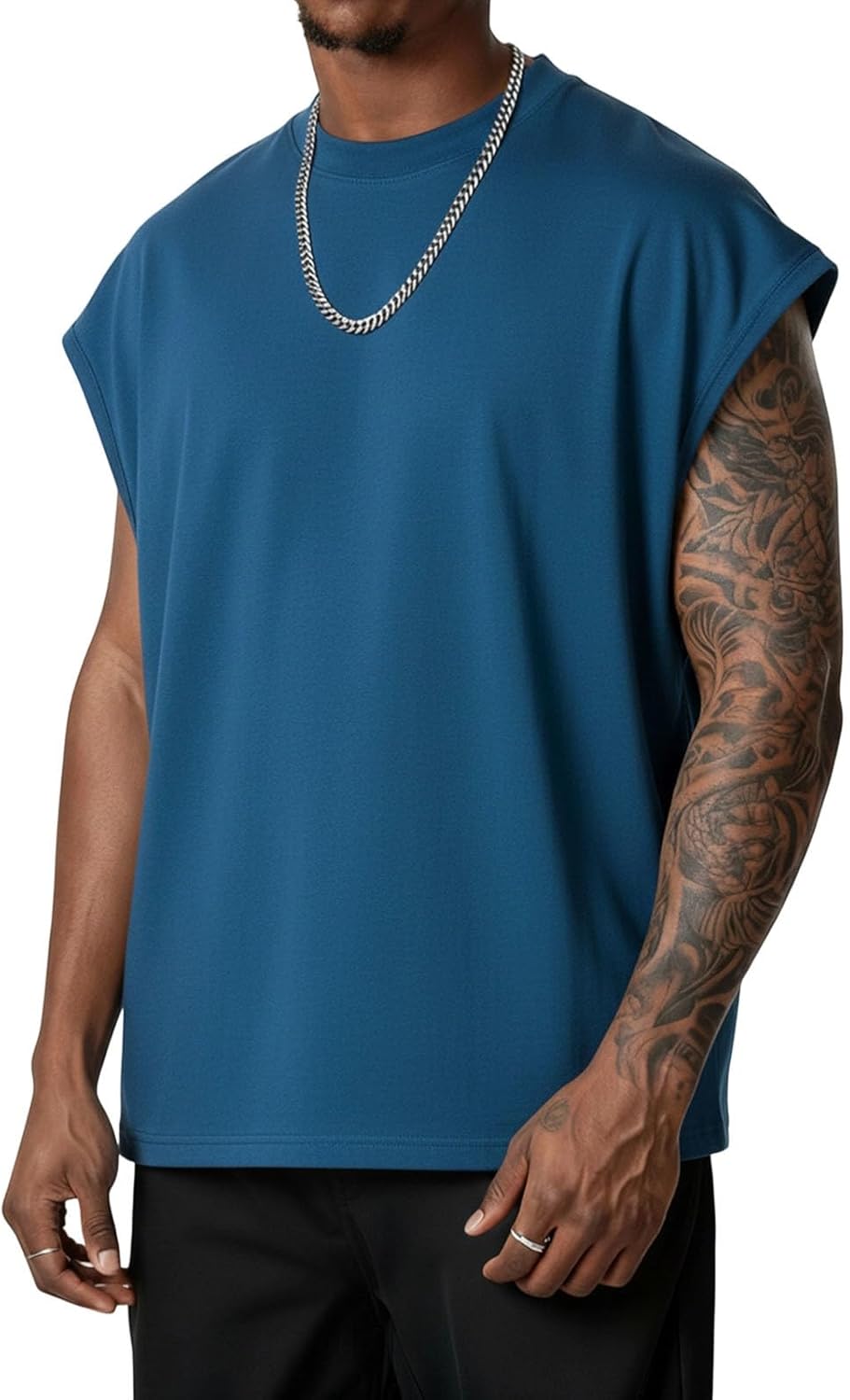 Skiennix Men's Sleeveless Workout Tank Top - Oversized Muscle Gym Tee | Casual Crew Neck Design