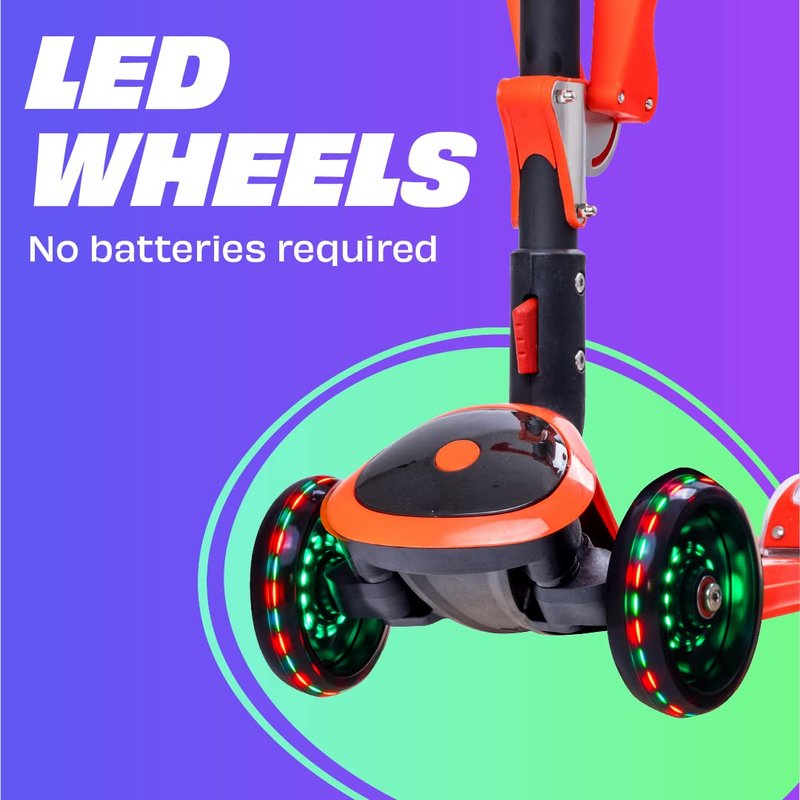SKIDEE Kick Scooter for Kids 3-5 | Foldable 3 Wheel Scooter with Lean-to-Steer, Adjustable Height, Removable Seat & LED Light Wheels | Toddler Scooter for 3 to 12 Year Old Boys/Girls