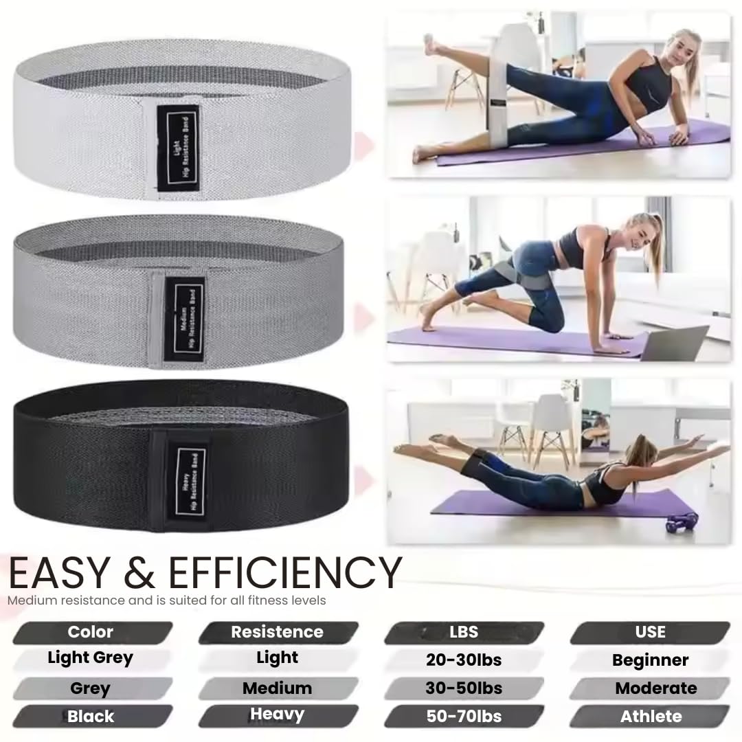 Fabric Booty Bands | Exercise Band for Legs and Butt | Fabric Resistance | Hip Resistance Bands with Workout Guide and Carry | Strength | Rehab | BioSync360 |
