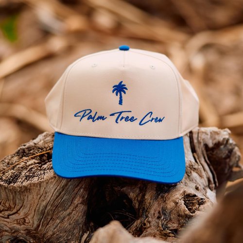 Palm Tree Crew Crew Hat, Blue/Natural, One Size