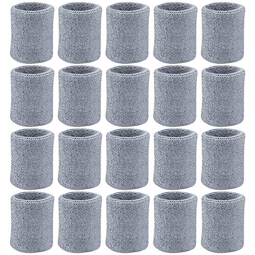 Sports Wristbands - 10 Pairs Gray Sweat Absorbent Cotton Terry