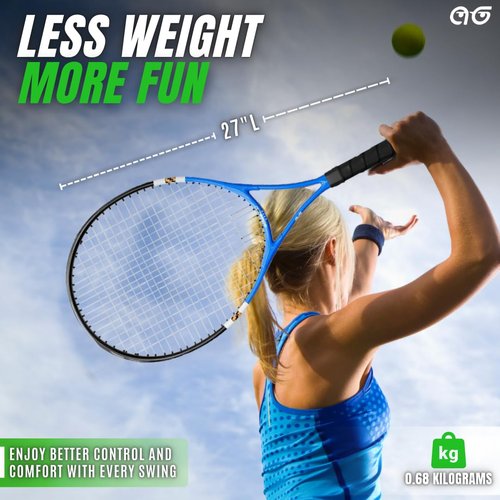 Athletics Geek Teen Tennis Racket Set-27 Inch Tennis Rackets for Beginners and Youth Players-Lightweight Racquets with Carry Bag, Grip Tape, and Ball Offer-Ideal for Boys & Girls Ages 12+