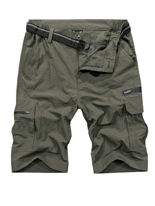 Jessie Kidden Mens Outdoor Casual Expandable Waist Lightweight Water Resistant Quick Dry Fishing Hiking Shorts #6222-Army Green,29