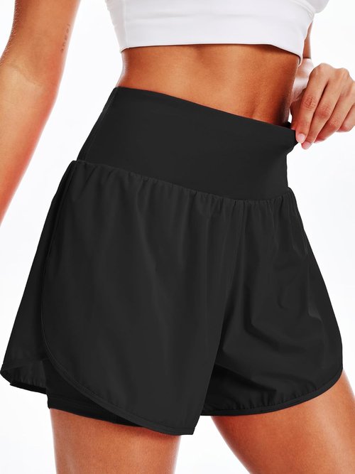 CADMUS Women's 5'' Workout Shorts - 2 in 1 Athletic Gym Running Shorts with Phone Pockets