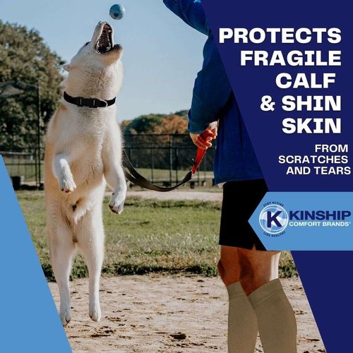 Kinship Comfort Brands Leg Protector Sleeves for Elderly Thin Skin, Sun Protection, Men and Women, Toeless Socks, 2 Pair