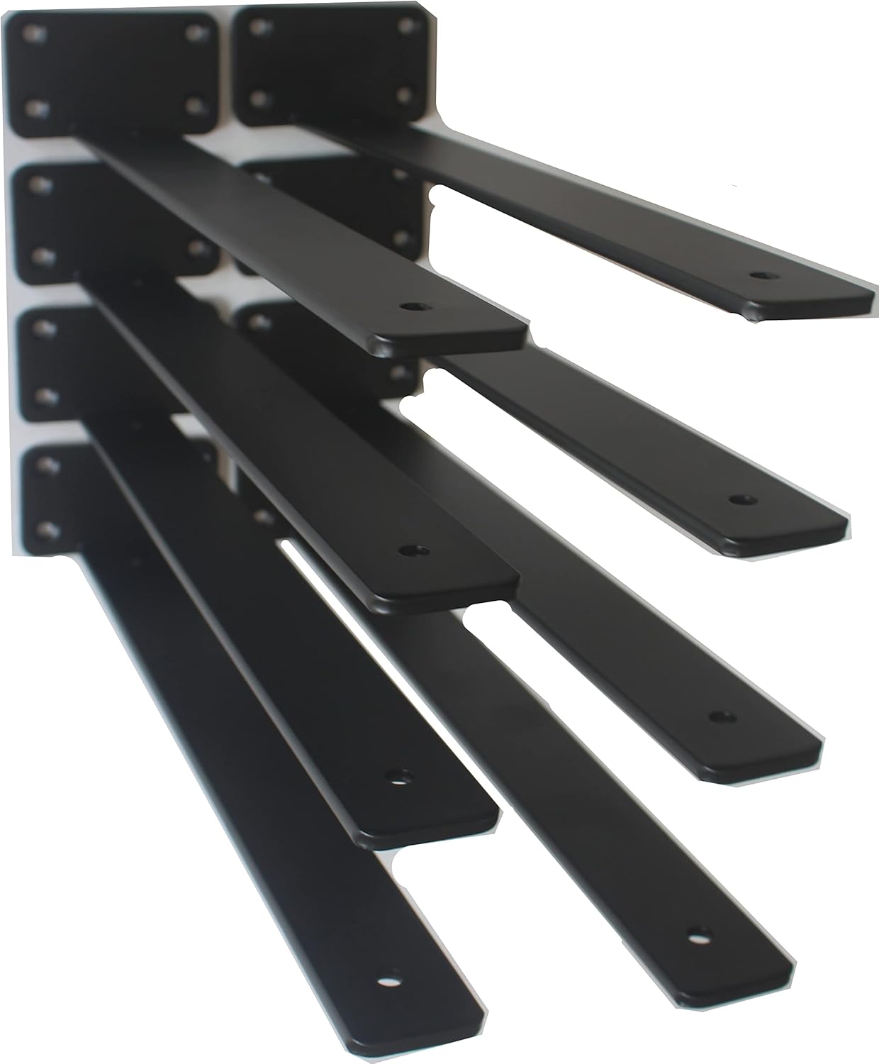 10-Inch Black Iron Floating Shelf Brackets - 12 Pack Rustic Industrial Support