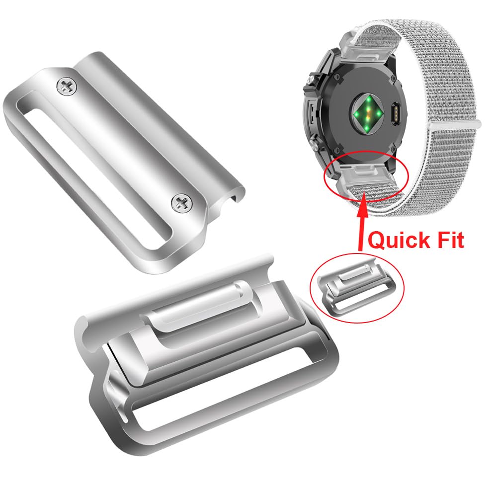 26mm Quick Fit Metal Connector Adapter for Garmin Fenix 8 AMOLED-51mm/Fenix 7X pro/7X/6X Pro/6X/5X/5X Plus/3 HR/epix Pro 51MM,Watch Band Connector Accessories Compatible with tactix 7 Pro/Descent Mk2