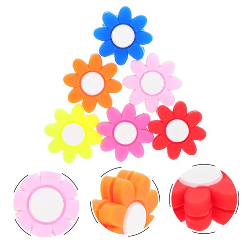Gogogmee Flower Shape Tennis Racket Vibration Dampener Silicone Shock Absorber 6 Pieces Compact 0.98 Inch Tennis Accessory for Reduced String Shock