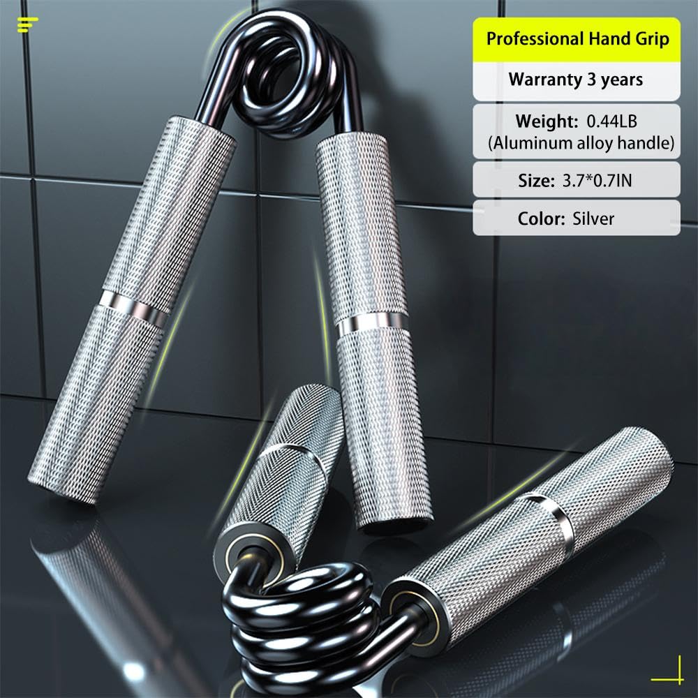 WANSPOORTS Silver Metal Grip Strength Trainer, Hand Grips Strengthener Kit (11Pack), No Slip Hand Extension Exerciser, Wrist Forearm Strengthener with Grip Tape for Strength Training, Exercise, Injury Recovery (7Pack(50+100+150+200+250+300+350LB))