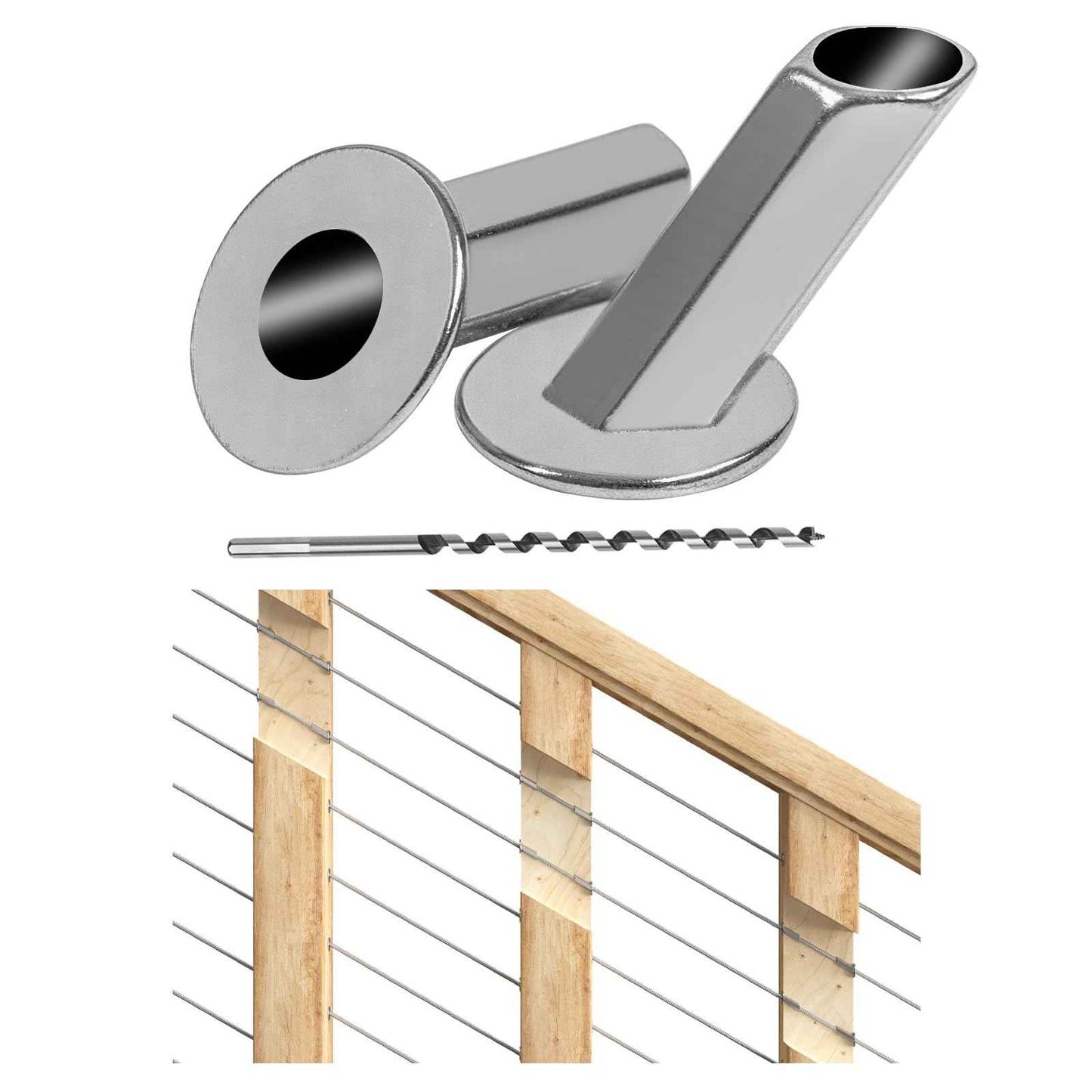 [Patent] Muzata Upgraded 20 Pack 25 30 35 Degree 1/8" 5/32" 3/16" Cable Railing Angle Protector Sleeves Cable Railing Hardware Kit T316 Stainless Steel Angle Protective Sleeves Wood Post CR70